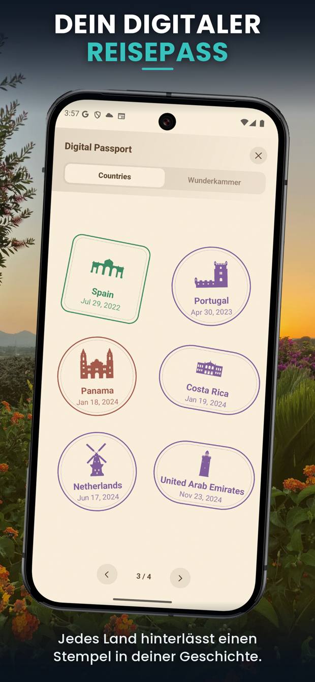 Der digitale Reisepass mit Länderstempeln